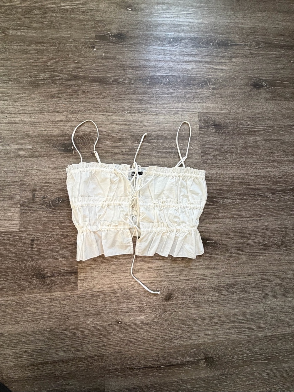 Zara Cream Smocked Tie-Front Camisole
